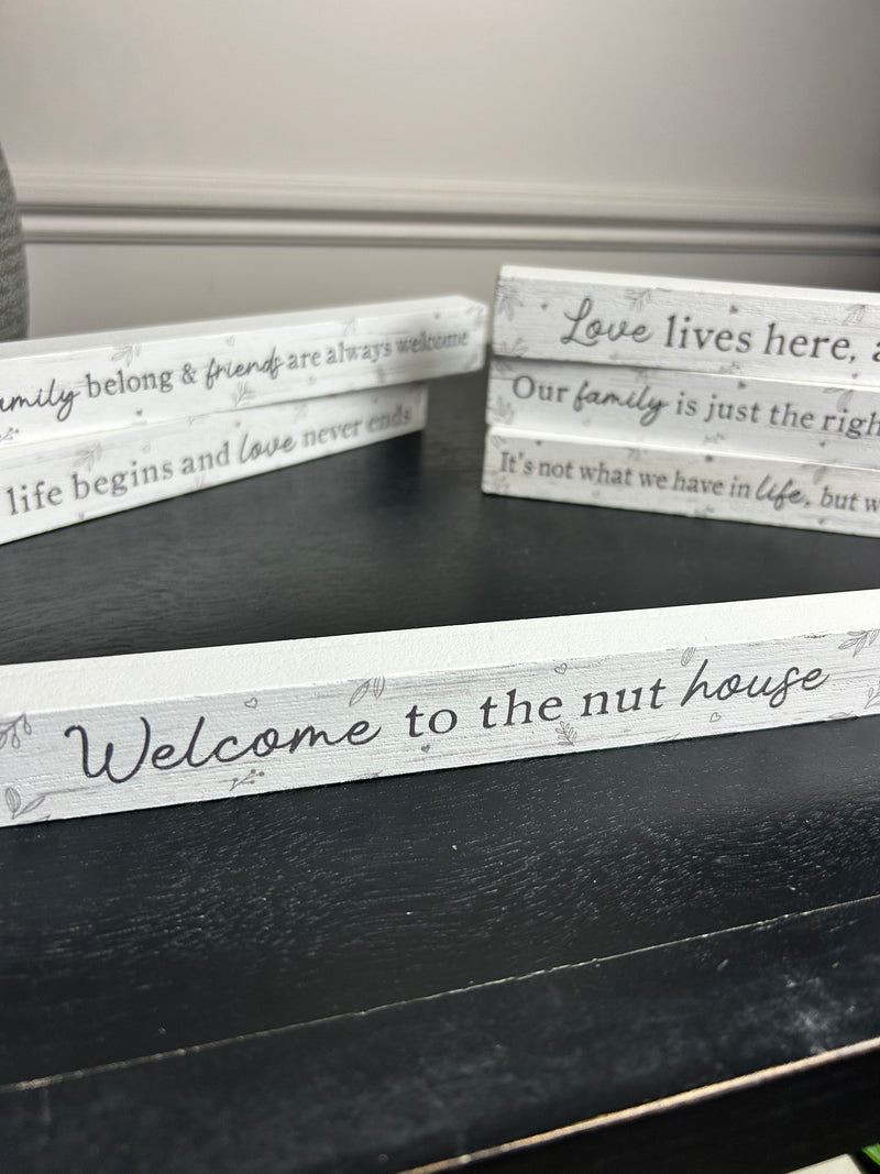 White love home family signs plaques 6 styles 25cm