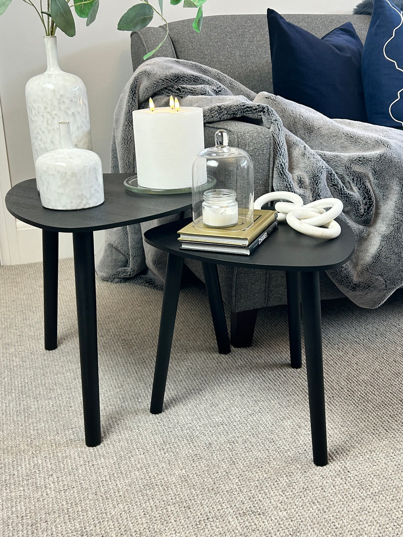 Black shaped Tripod Side Tables, 2 Sizes