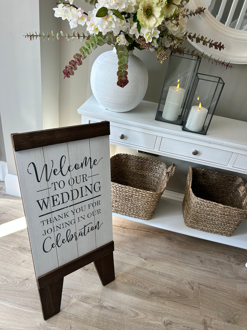 Standing Wooden A Frame ‘Welcome to our Wedding’ sign