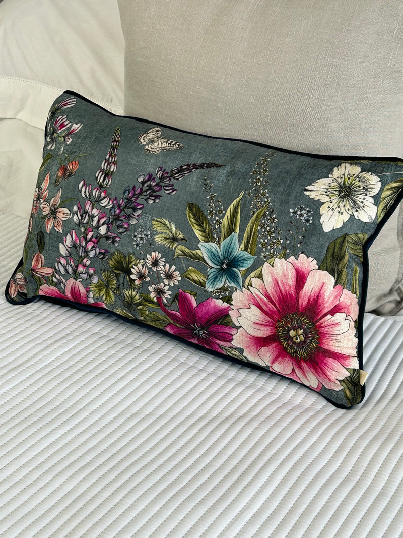 Bright Floral Navy Blue Rectangular cushion