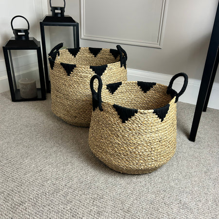 Natural black seagrass handle basket 2 sizes