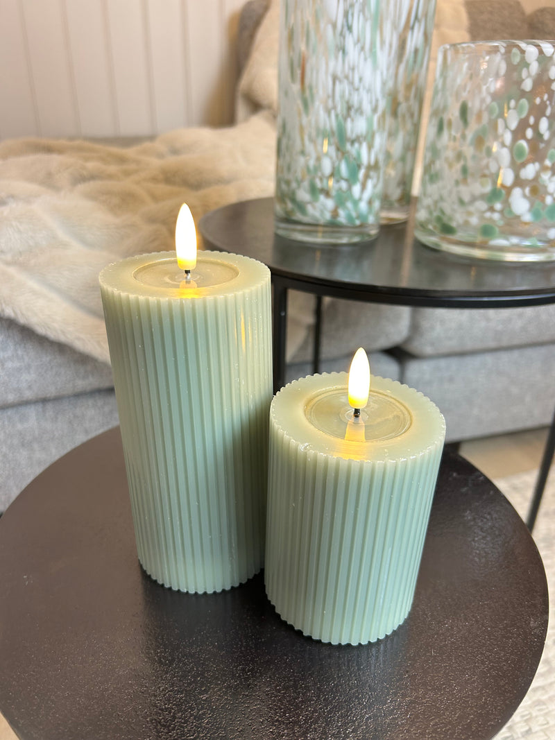 Sage Green LED pillar candle 2 sizes