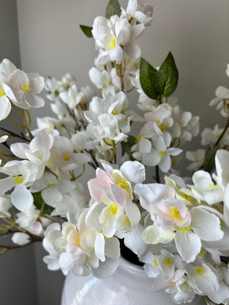 Silk orchard blossom branch white pink multi stem 64cm