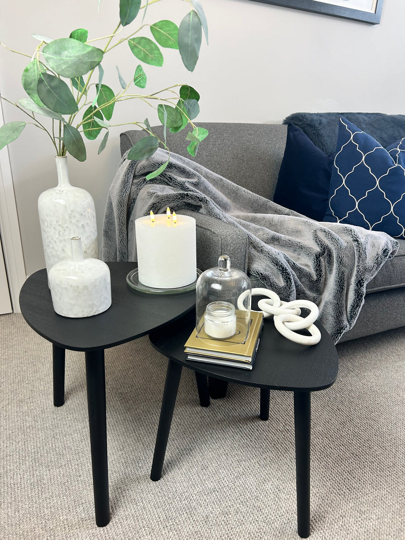 Black shaped Tripod Side Tables, 2 Sizes