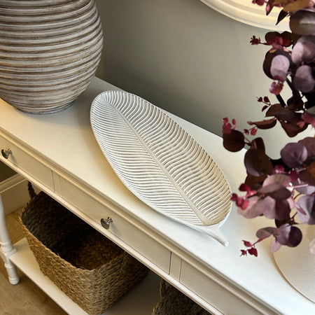 Extra Large white decorative leaf tray bowl plate dish