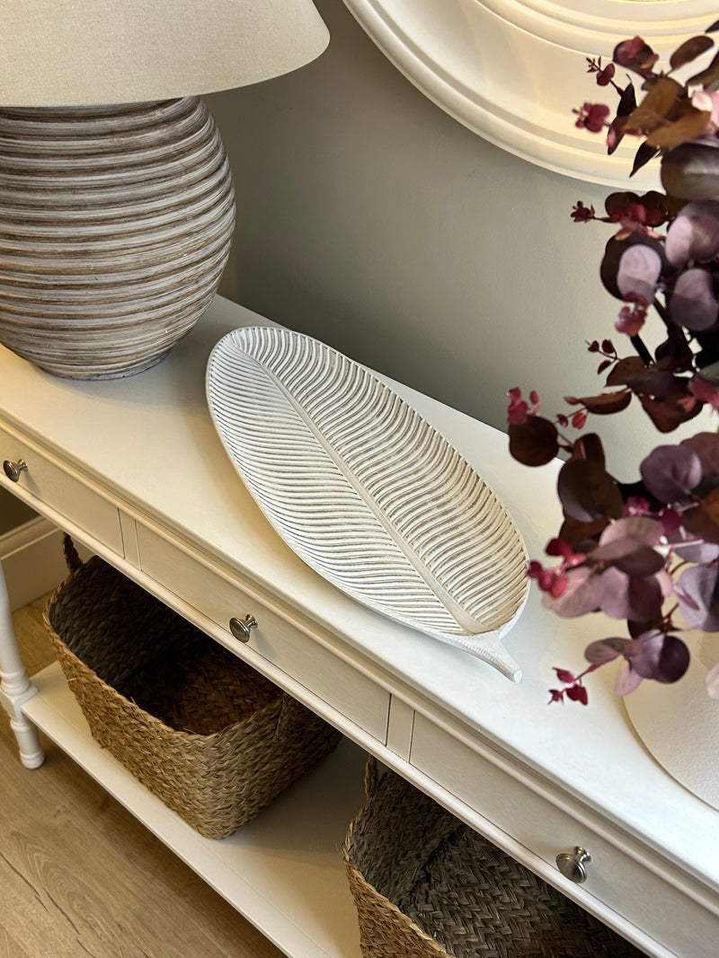 Extra Large white decorative leaf tray bowl plate dish