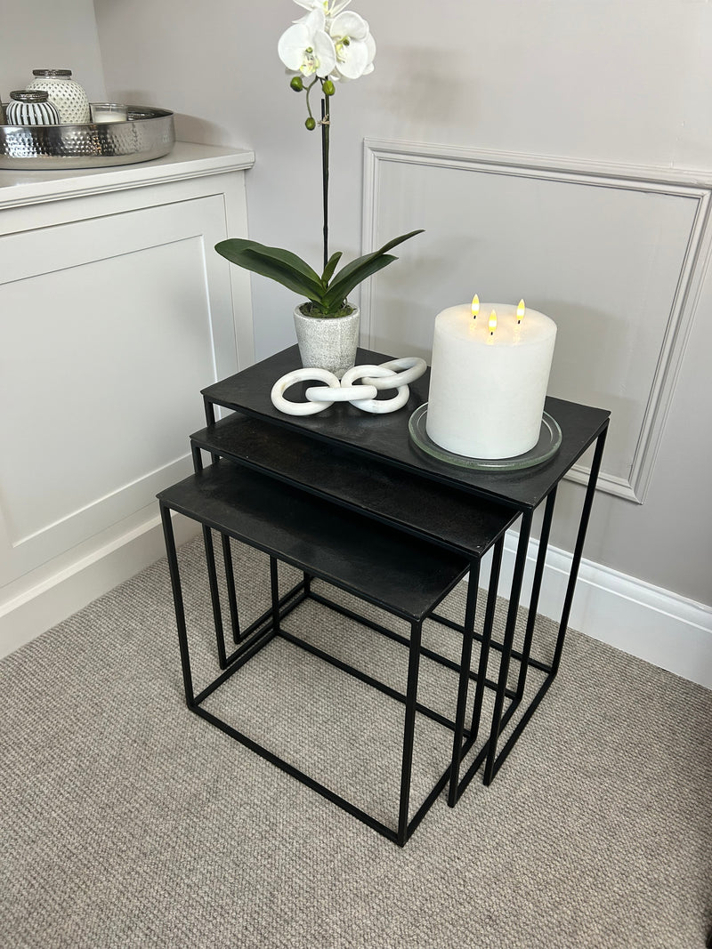 Black Nickel Metal Top Rectangular Side Sofa Tables 3 sizes