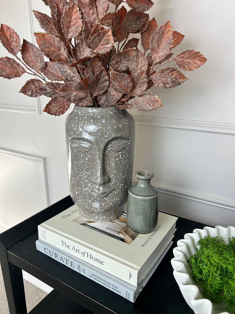 Grey speckled face ceramic vase