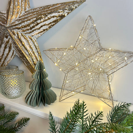 Antique Silver LED standing star 30cm