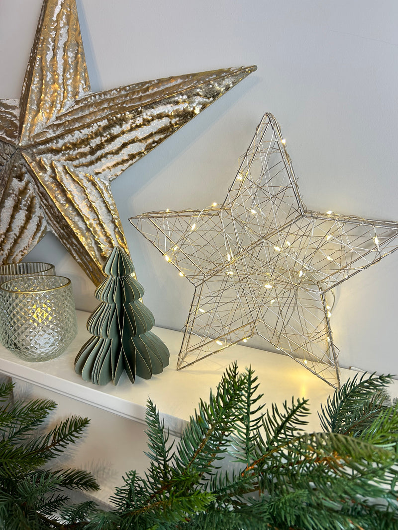 Antique Silver LED standing star 30cm