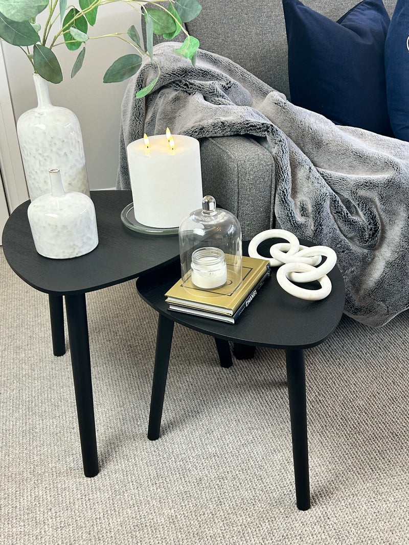 Black shaped Tripod Side Tables, 2 Sizes