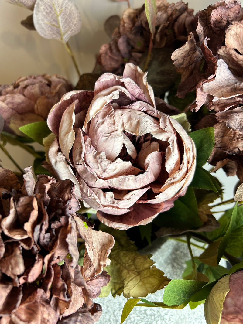 Dried real feel mauve peony 48cm