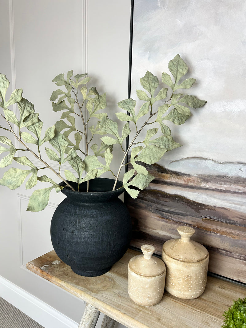 Black terracotta round vase