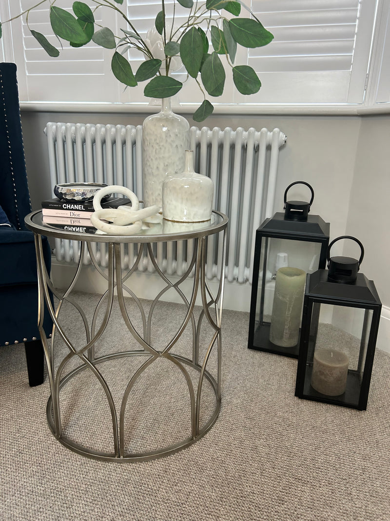 Silver lattice round side table 2 sizes