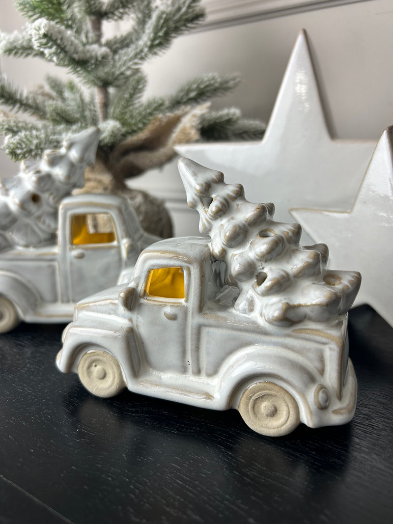 Ceramic LED white car with tree two sizes