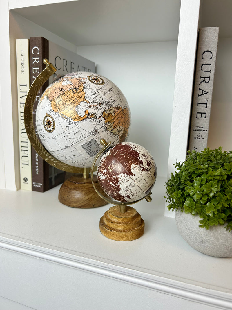 Wooden globe 2 colours 2 sizes