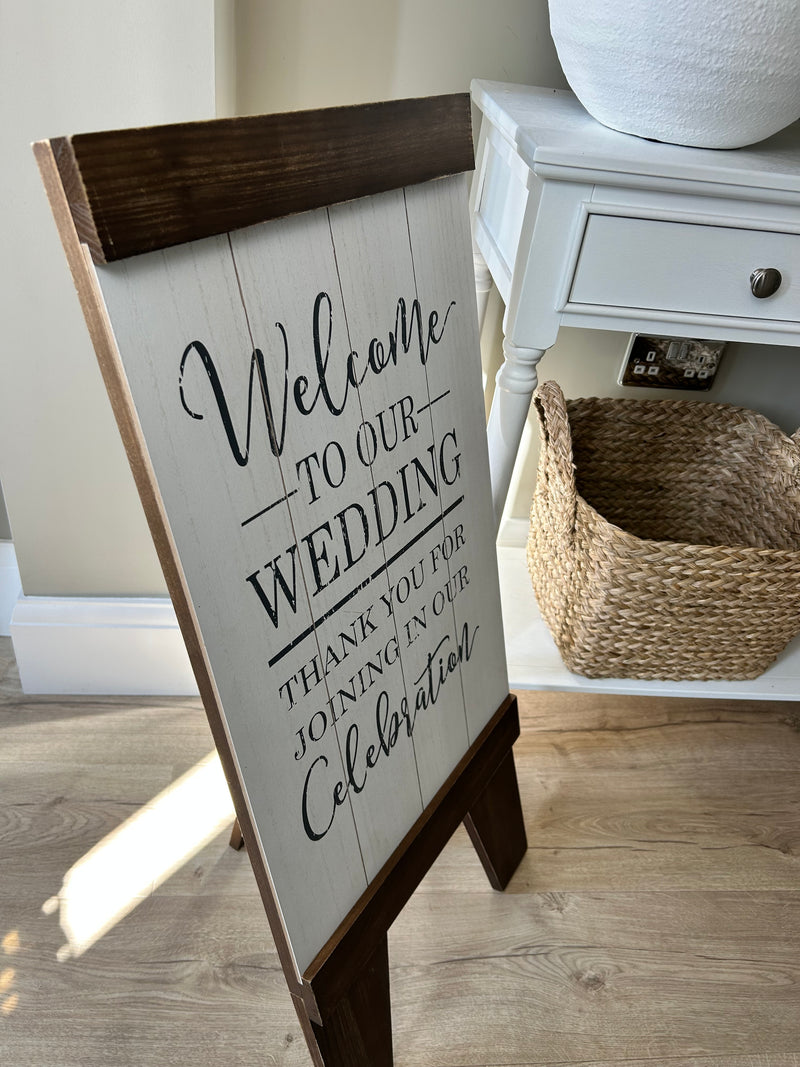 Standing Wooden A Frame ‘Welcome to our Wedding’ sign