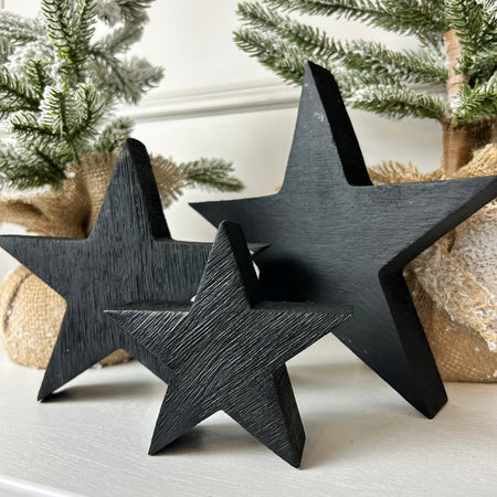 Wooden black rustic standing star 3 sizes