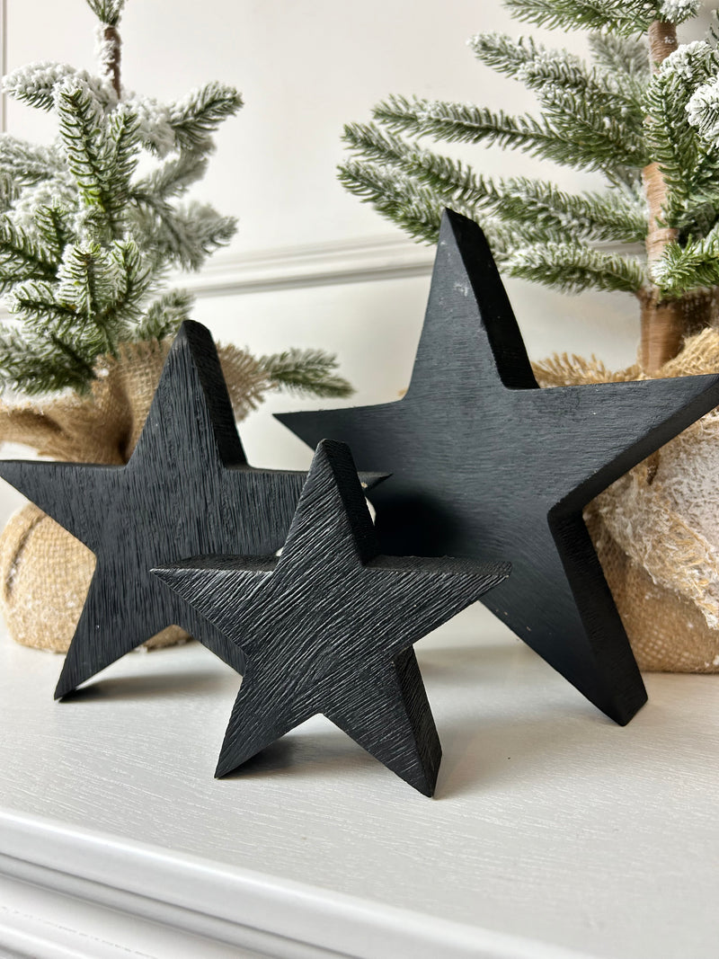 Wooden black rustic standing star 3 sizes