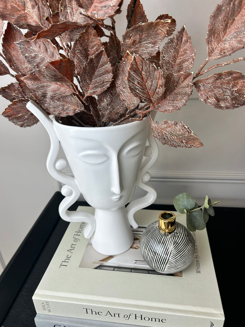 Gold and black white round bud vase