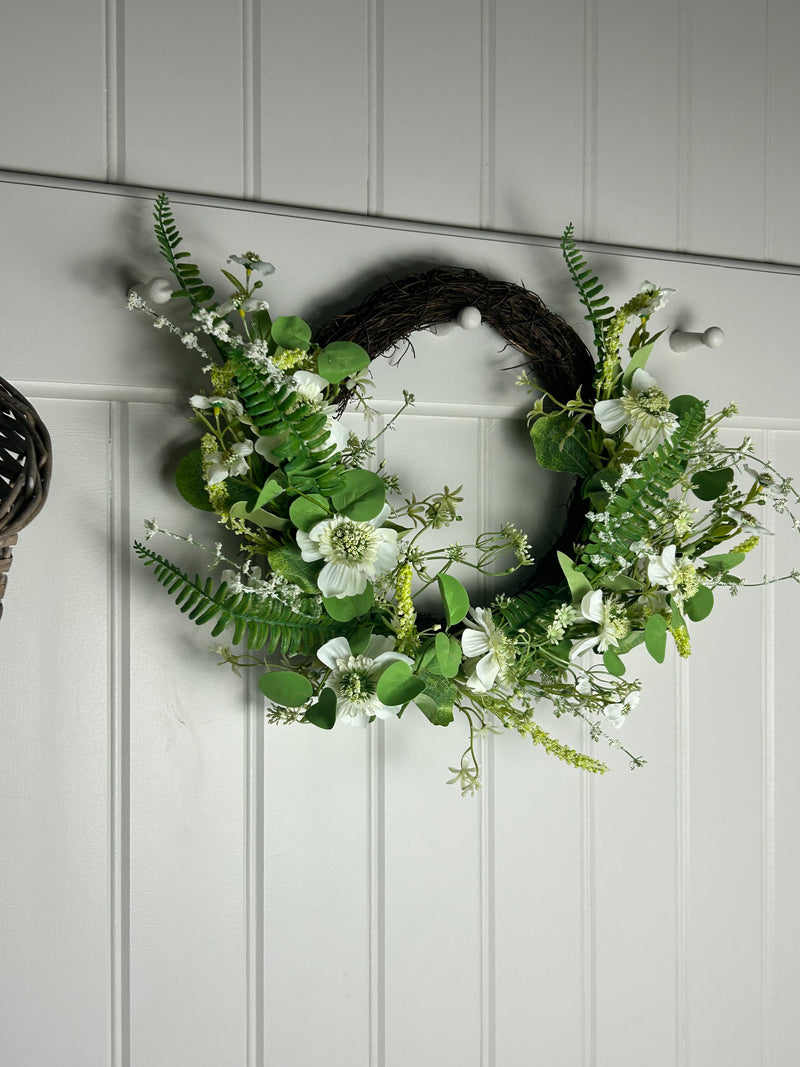 Lush Green mixed foliage Half Wreath 50cm