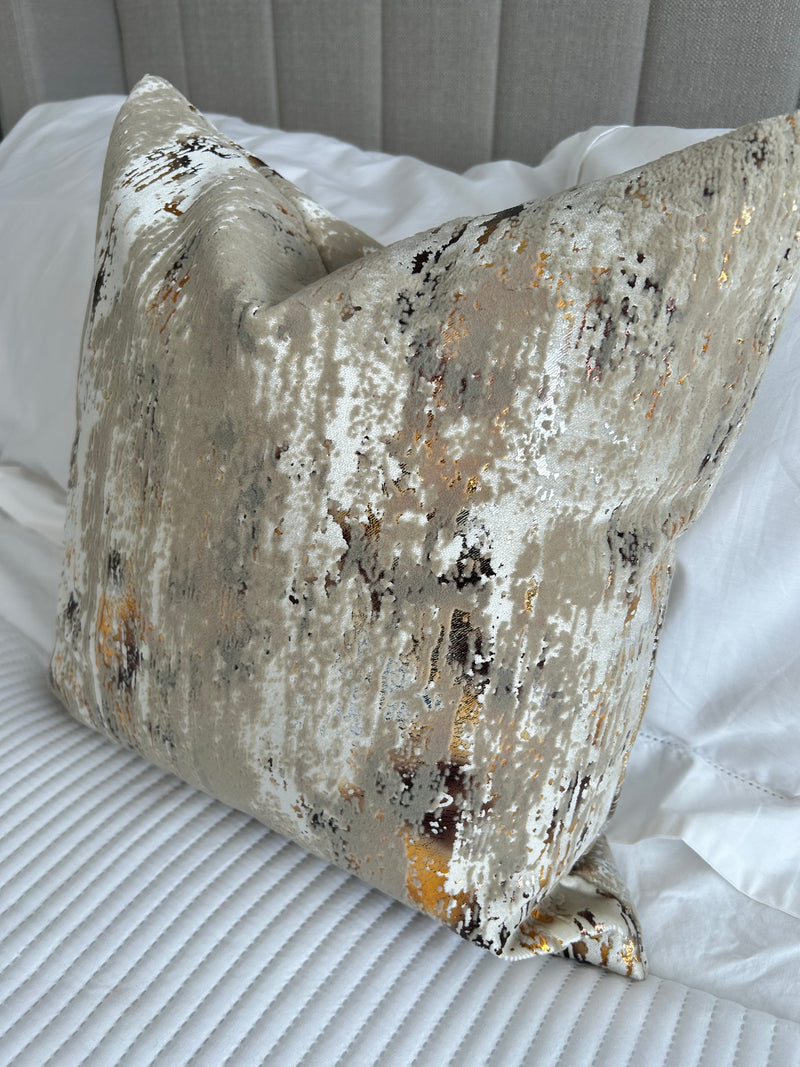 Torcello Natural Taupe Bronze Gold Feather Cushion 43x43cm