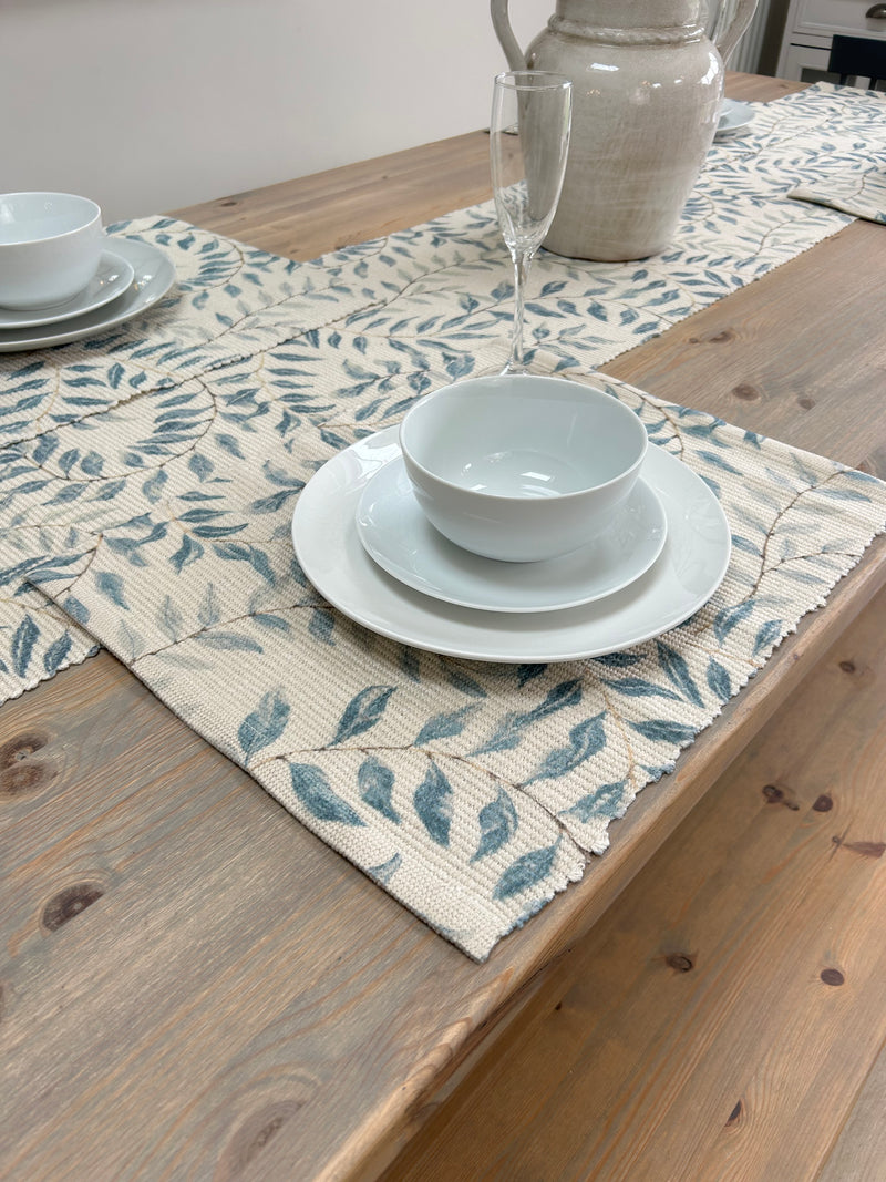 Natural Eucalyptus Print Table Runner two sizes 180cm and 230cm