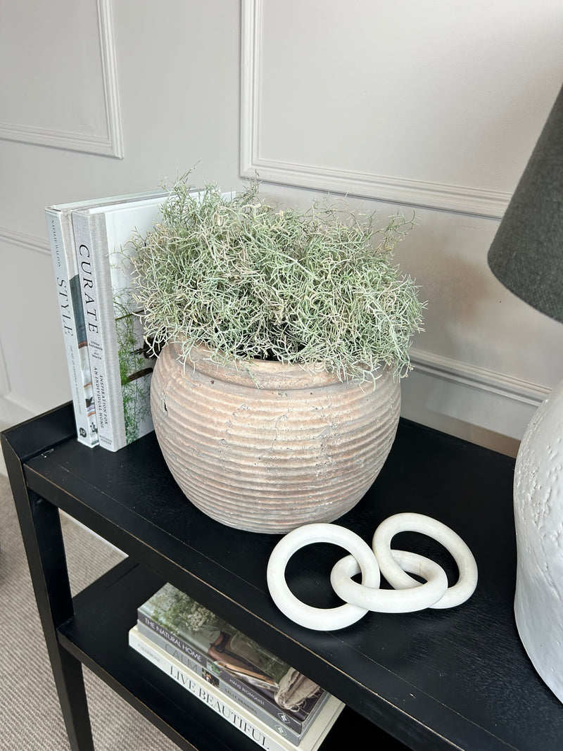 Brown rustic ribbed planter vase