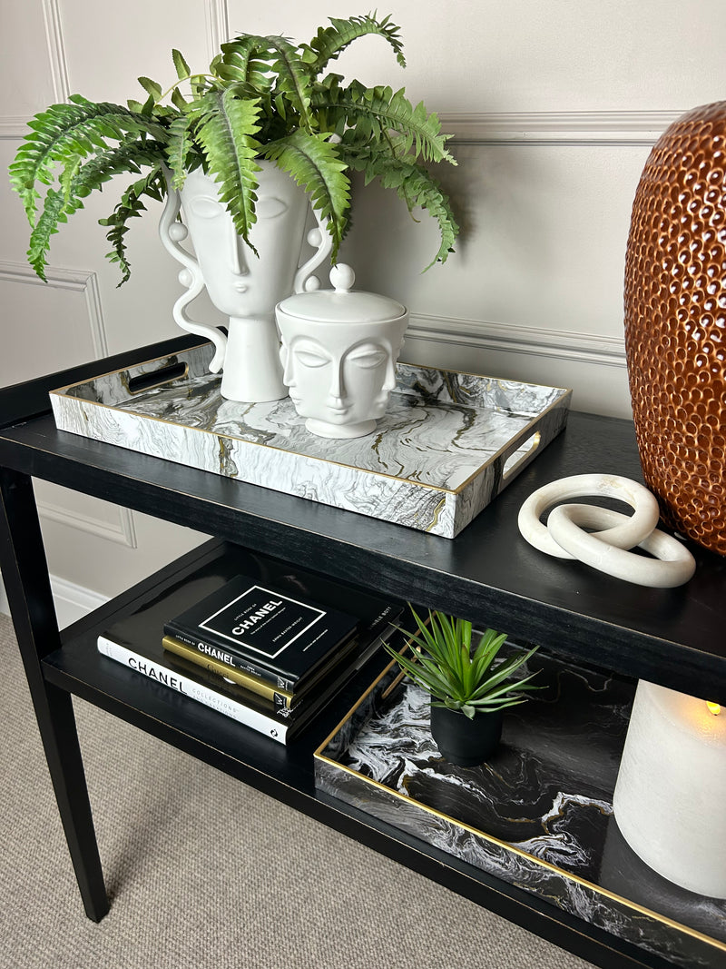 Large black and gold marble tray