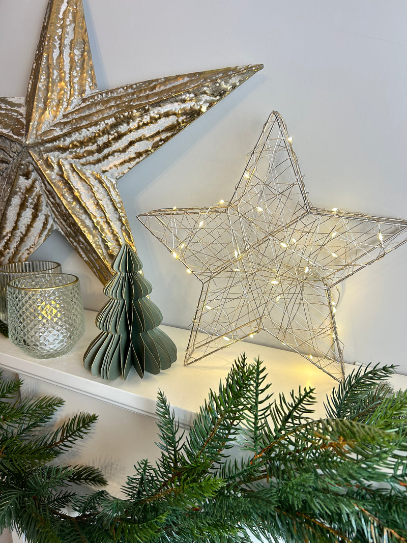 Antique Silver LED standing star 30cm