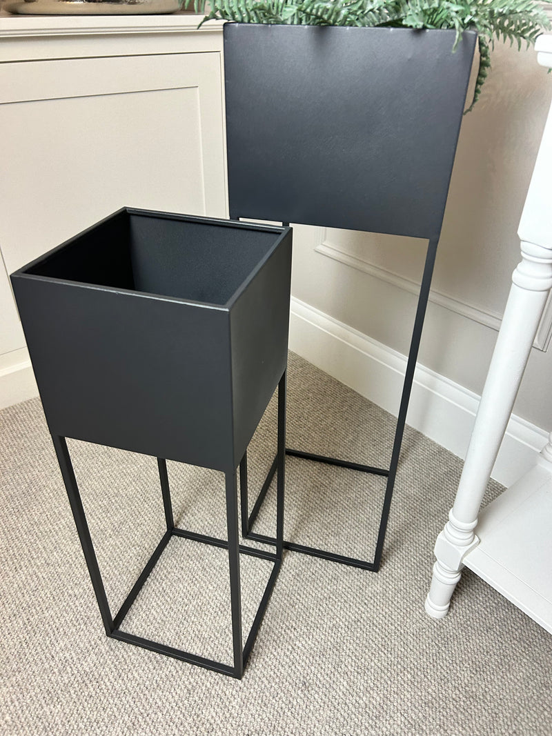 Graphite black Square Metal Planters 2 sizes