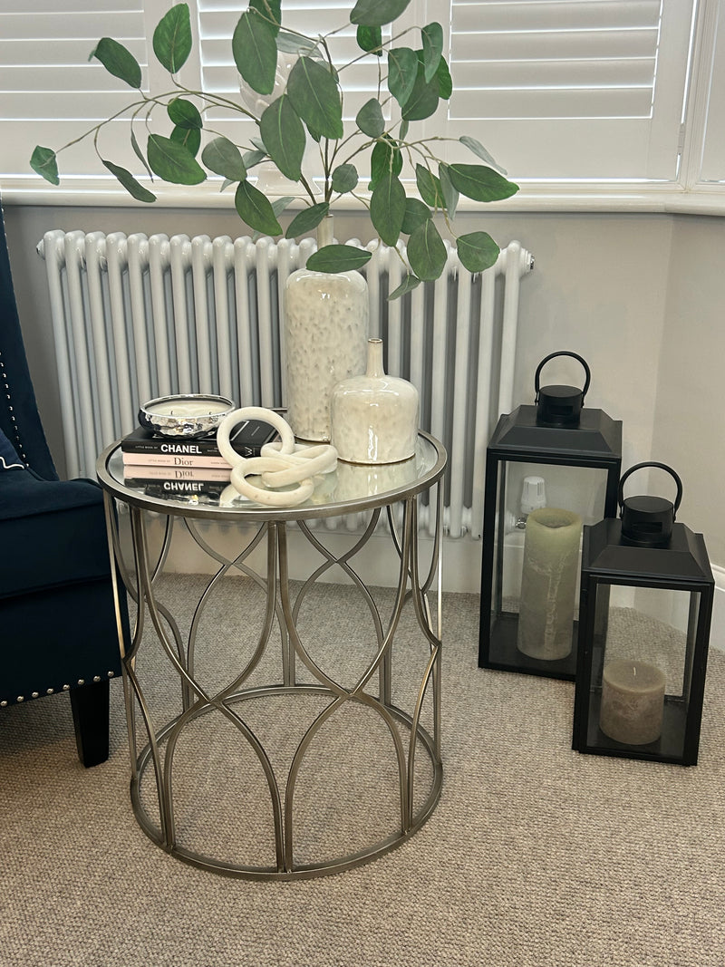 Silver lattice round side table 2 sizes