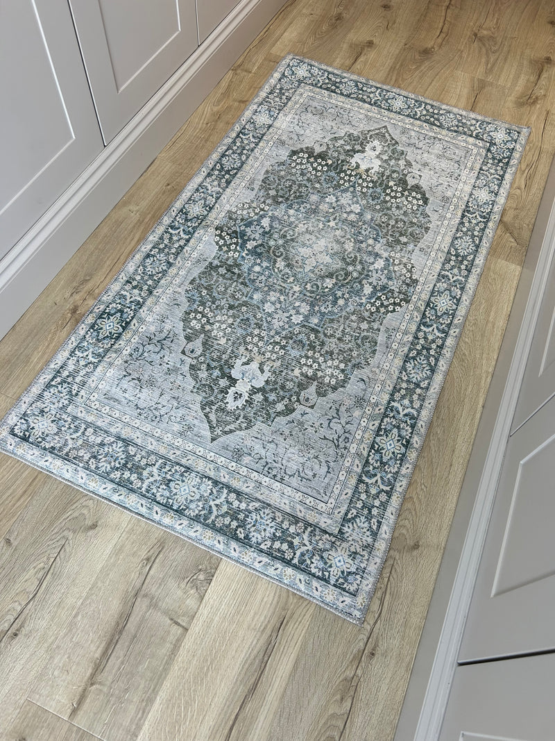 Alexandra 80x150cm traditional print rug grey natural brown