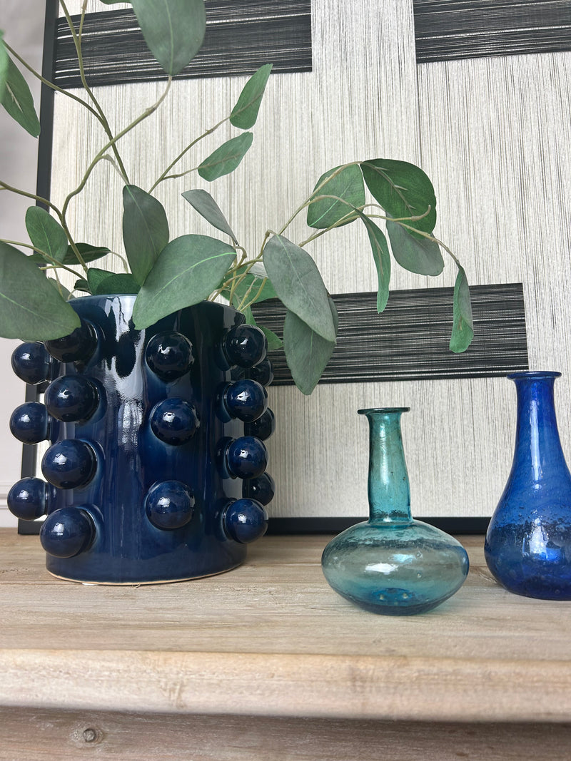 Set of 3 handmade glass bottles bud vases