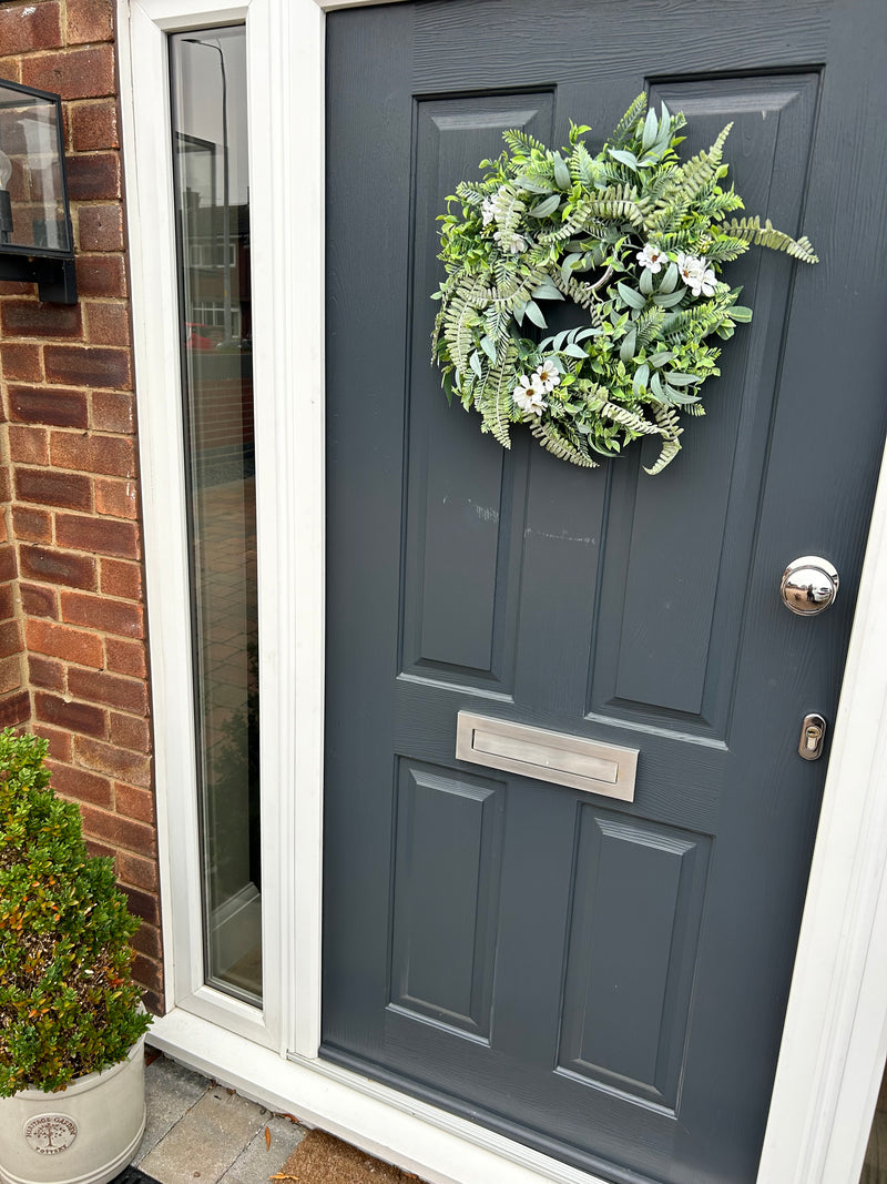 Full garden wreath mixed foliage