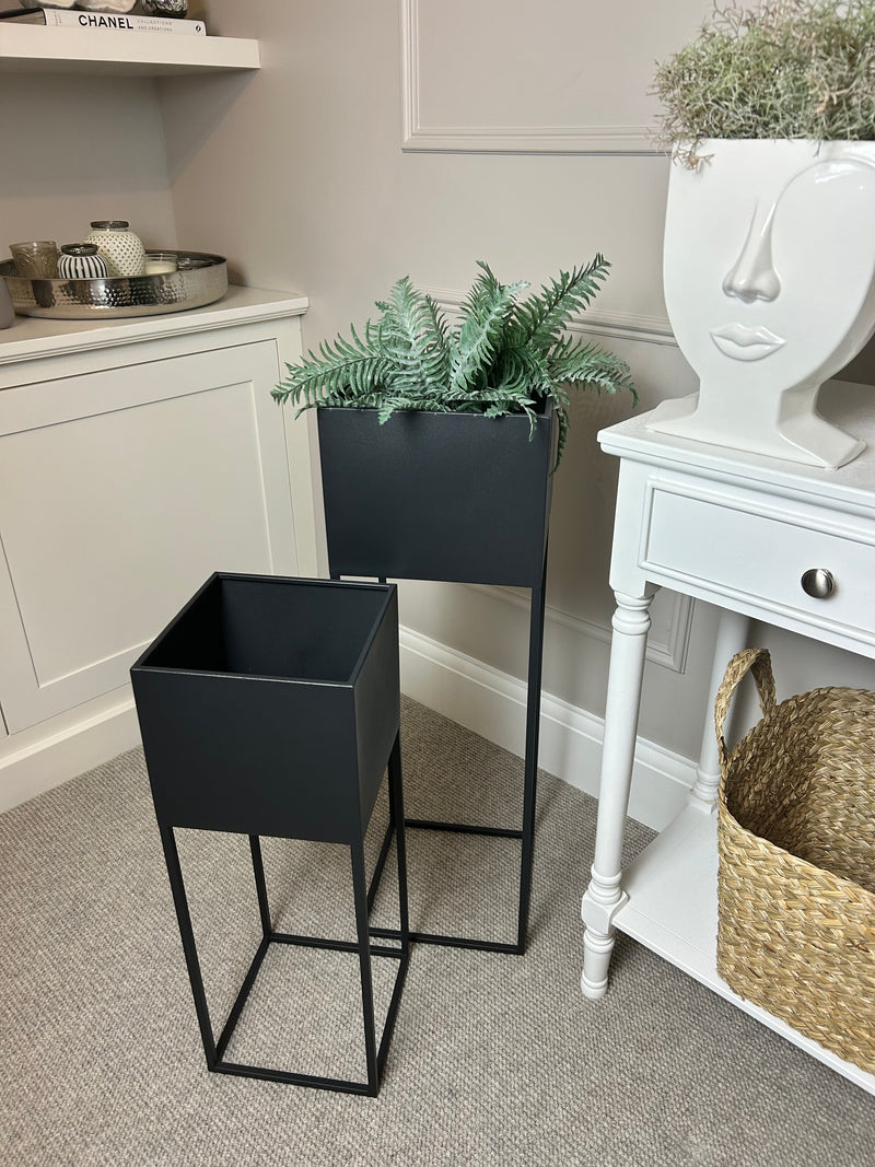 Graphite black Square Metal Planters 2 sizes