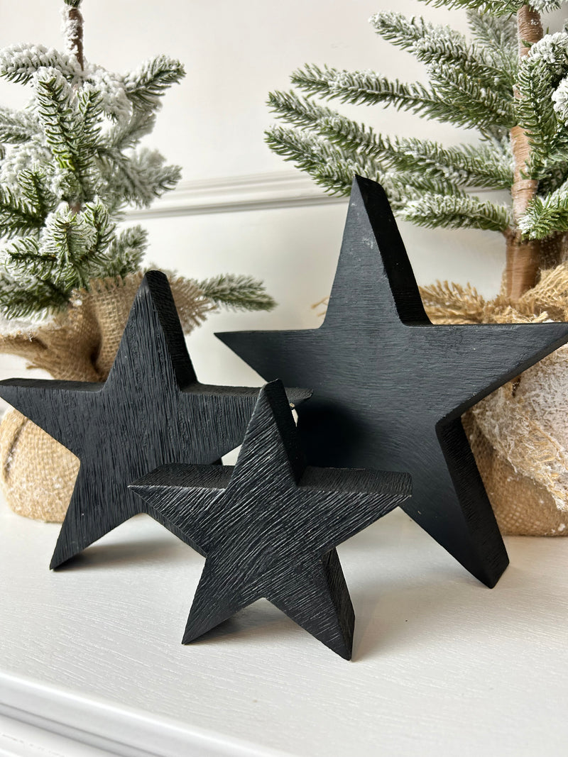 Wooden black rustic standing star 3 sizes