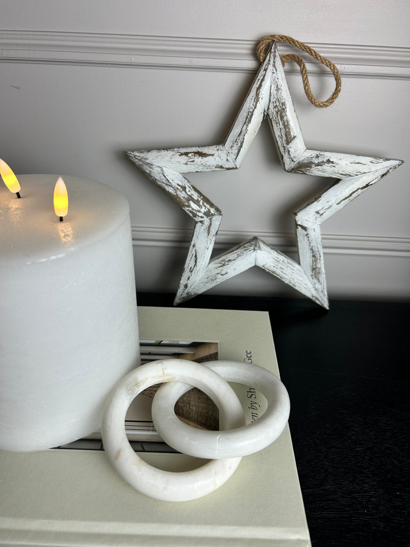 Large wooden hanging star white 32cm