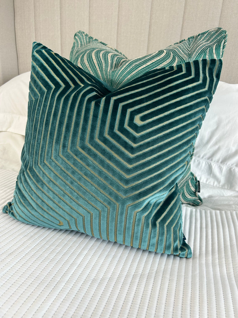 Evoke Teal Velvet Feather Filled Cushion 45cm