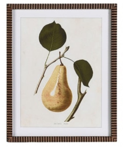 Textured brown bronze brass look Framed pear print 4 styles