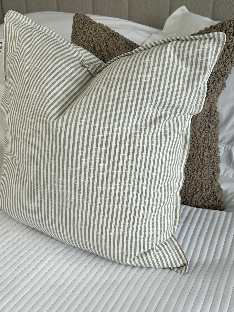 Truro Natural Stripe Feather Filled Cushion 45cm