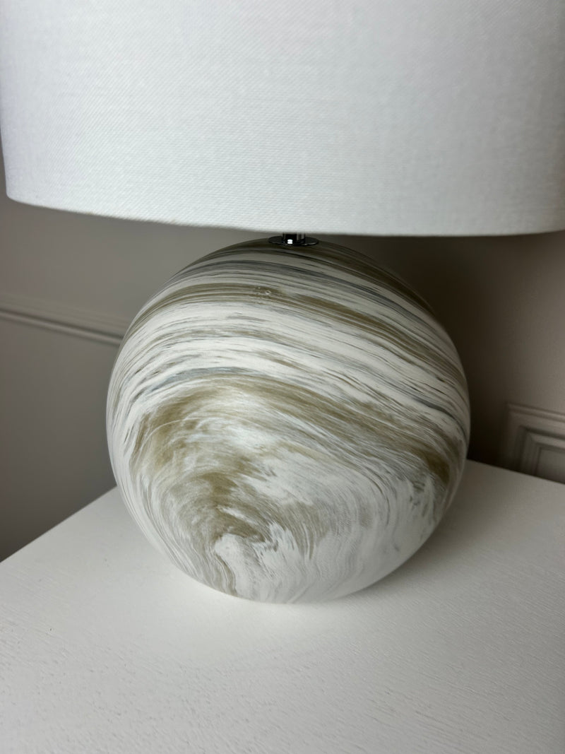 Natural taupe white marble Stone Effect Ceramic Lamp