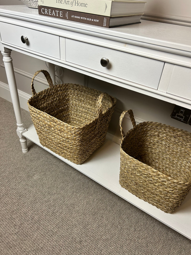 Rustic weave basket with handle 2 sizes