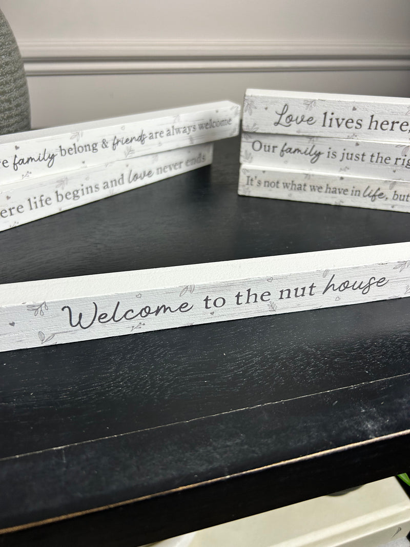 White love home family signs plaques 6 styles 25cm