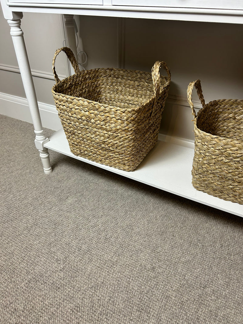 Rustic weave basket with handle 2 sizes