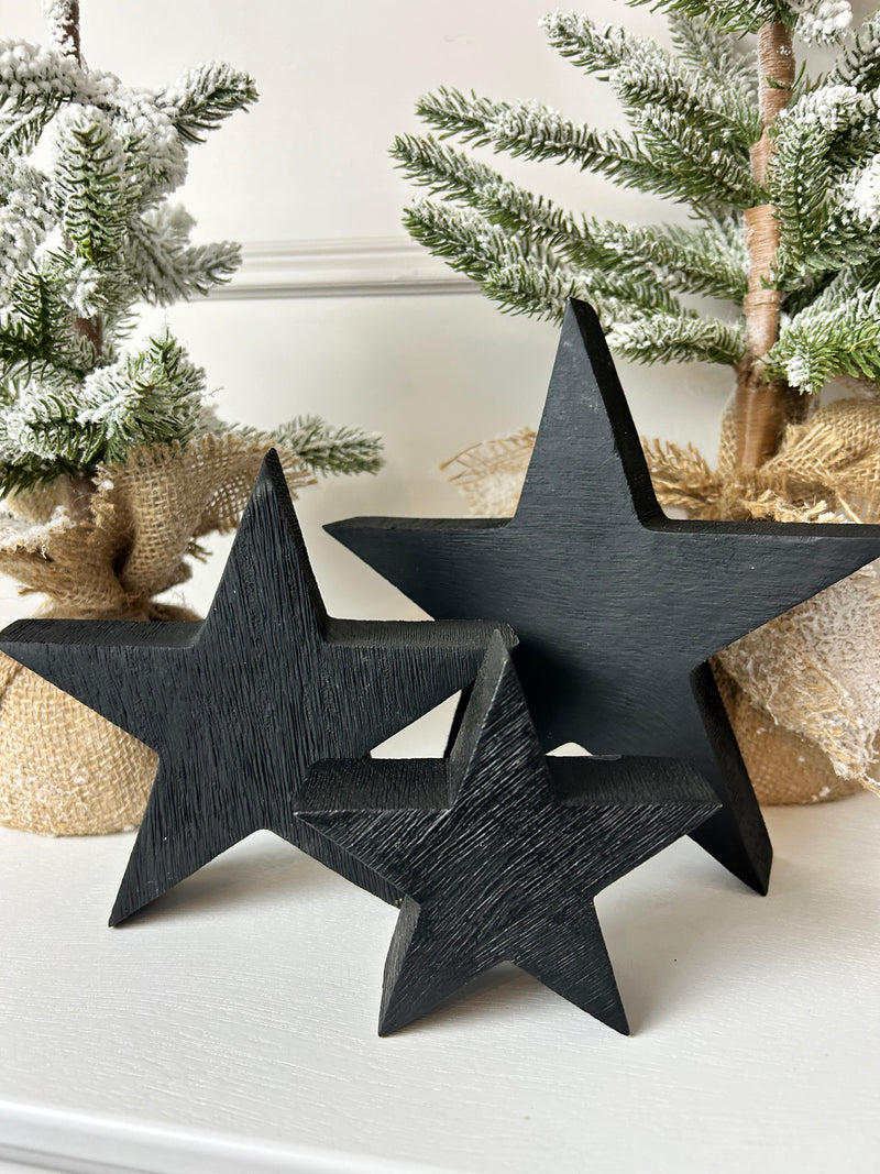 Wooden black rustic standing star 3 sizes