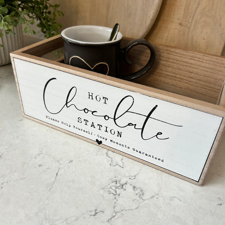 Hot chocolate station box crate