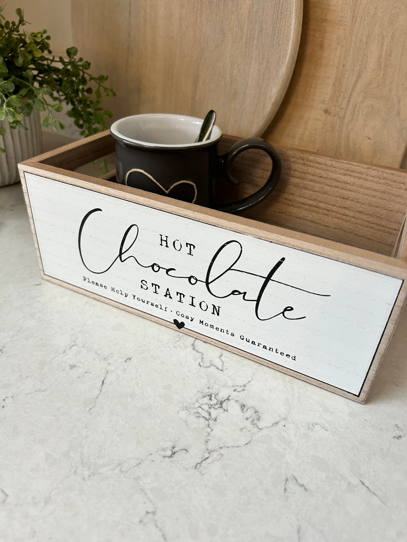 Hot chocolate station box crate