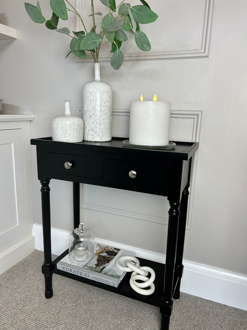 Two Drawer Black small Console 60cm