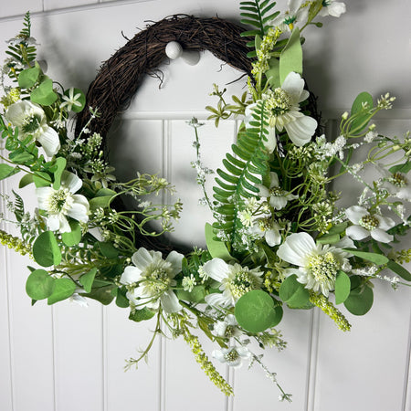 Lush Green mixed foliage Half Wreath 50cm